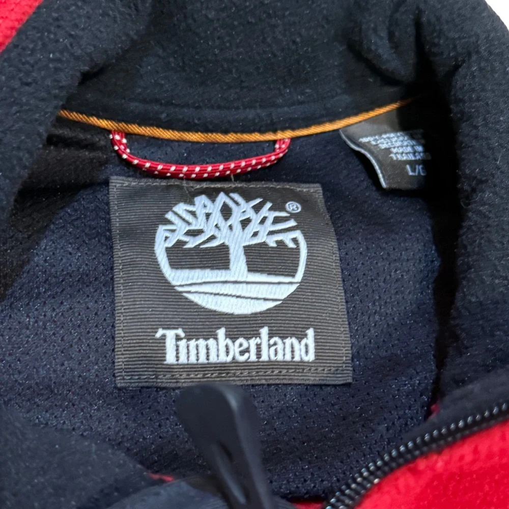 Timberland Red Fleece Vest Mens L Zip Up Outdoor Layer Gorpcore Utility Heritage